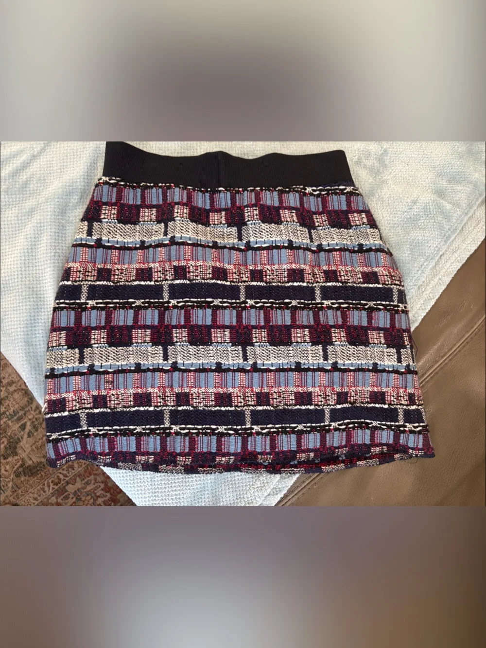 Milly Navy and red Geo Stripe Mini Skirt